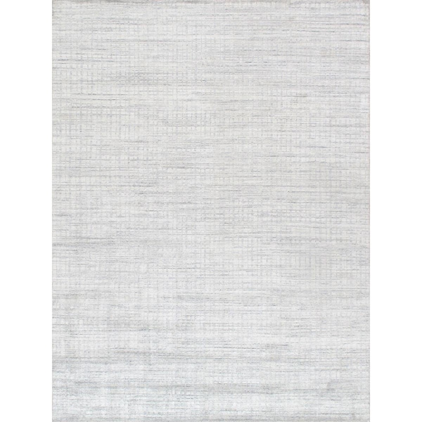 Pasargad 6 x 9 ft Slate HandLoomed Bamboo Silk Wool Area Rug Ivory Blue PBFE03 6x9 - main